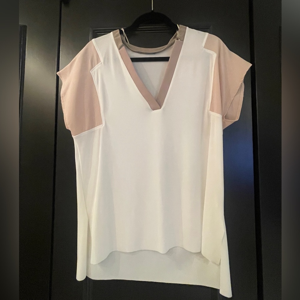 Zara Cream Blouse with Flowing Fit Short Sleeve
